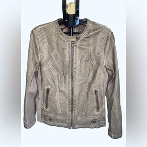 Sebby Collection jacket, distressed faux leather zip-front jacket XL